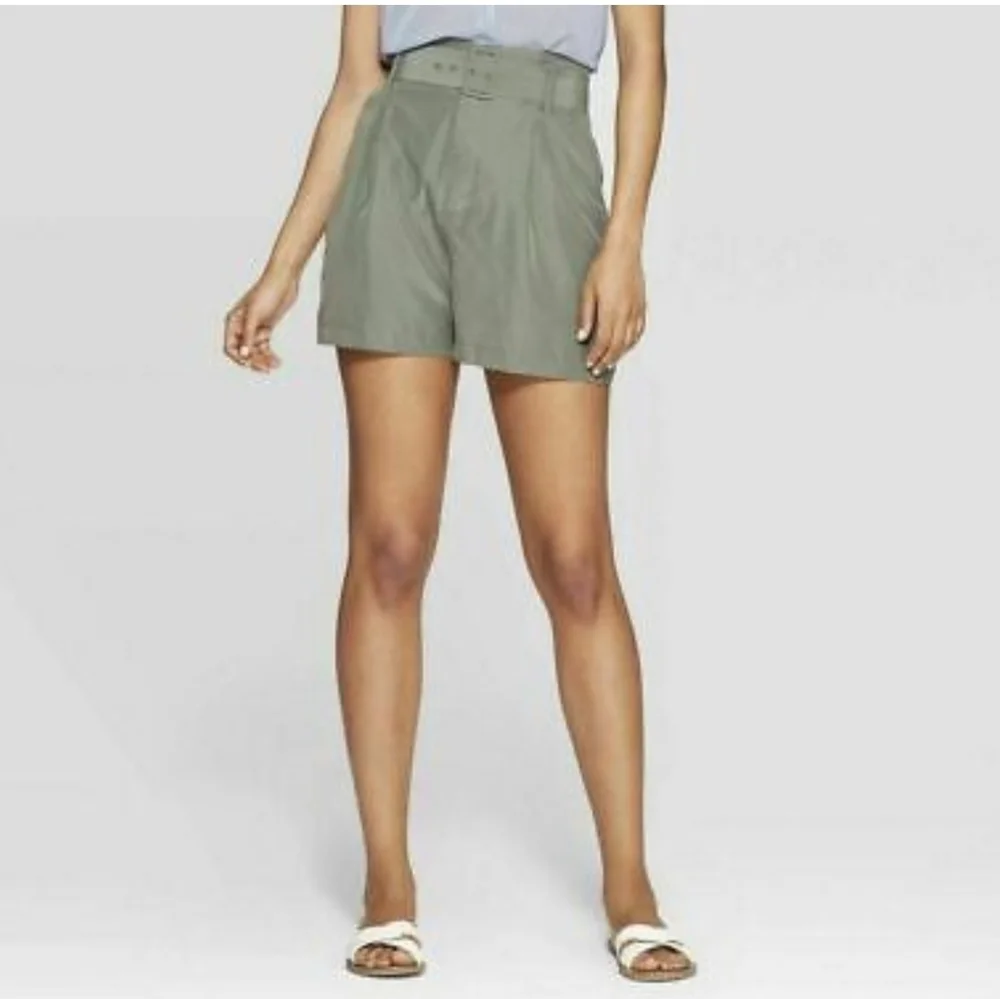 a new day‎ NWT Target Women's Hi-rise Belted Short in Olive Green Size 8